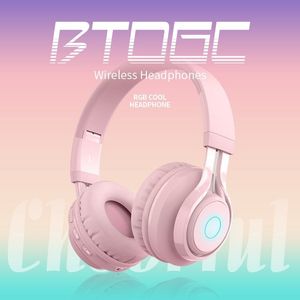 BT06C Telefoni wireless Auricolare per bambini Bluetooth senza fili montato sulla testa con microfono Auricolare per protezione dell'udito con luce a LED