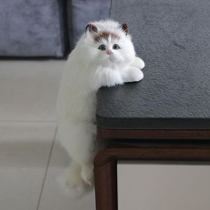 Stuffed Plush Animals Kawaii Realistic Fur Cat Simulation Plush Cat Doll Toy Animal Plush Model Home Decoration Hanging Cat Children's Gift Soft Toys 230621