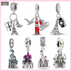 For pandora charms jewelry 925 charm beads accessories Castle Iron Tower Building charm set Pendant DIY Fine Bead Jewelry