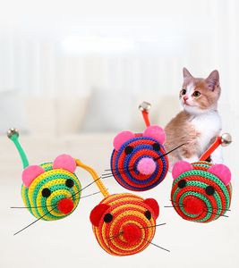 Pet Kedi Oyuncakları Güzel Stripe Naylon Halat Yuvarlak top fare oyuncak Bell Pet Cat Chew Oyuncak Kedi Oyuncaklar Etkileşimli Evcil Hayvan Ürünleri