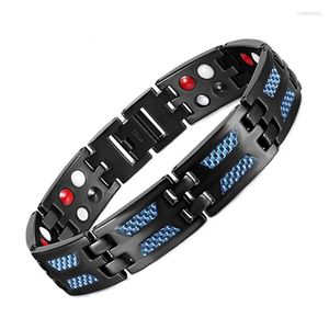 Länkarmband titanium hälsa magnetiska armband blå färg 4 element högkvalitativa lyxiga armband gåva för män