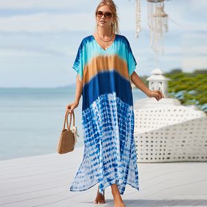 Bohemiska strandklänningar Maxi Kaftans för kvinnor 2023 Sommarsemester Swimsuit Cover Ups för badkläder baddräkt Hot Sale 18