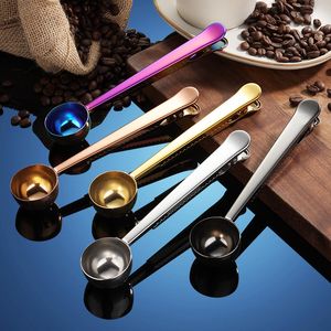 Cucchiaio da caffè in acciaio inossidabile Scoop multifunzione Clip di tenuta Latte in polvere Condimento liquido Misurini Manico lungo dh157