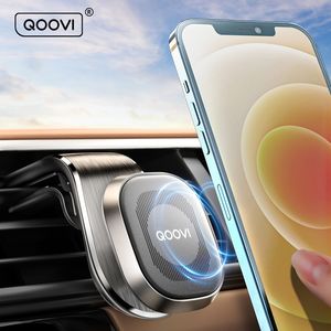 Qoovi Magnetic Car Phone Holder Stand Mobile Cell Air Vent Mount 360 graders GPS -stöd för iPhone 12 Xiaomi Mi11 Samsung Huawei