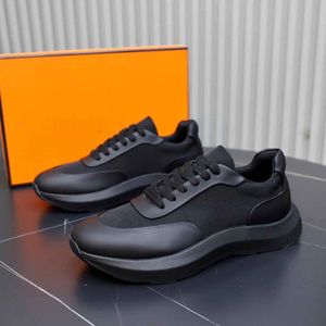 New Sport-look Men's Fairplay Sneaker Shoes Technical Canvas Calfskin Leather Runer Trainer Black Canvas-covered Sole Comfort Casual Walking Hiking Shoe EU38-46