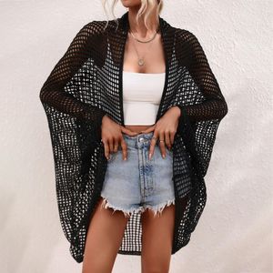 Beach Cover Ups for Swimwear Women Hollow Out Knitted Crochet Kimono Cardigan Swimsuit Summer Vacation Dress