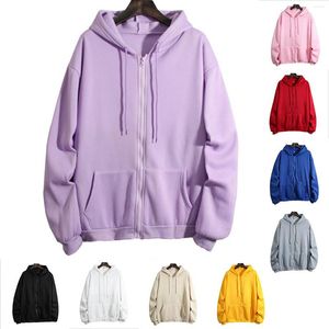 Gym Clothing Women Winter Warm Fashion Long Sleeve Loose Solid Color Hooded Zipper Plain Hoodies For Casual Button
