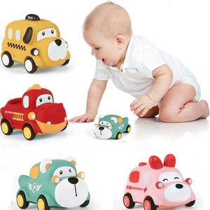 Diecast Model Car Baby Car Toys Car Soft Robust Pull Back Car Toys Mini Racing Car Bids Pedagogisk leksak för barn pojkar tjej 1 2 3 4 5 år 230621