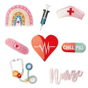 Notions 8 Pieces Cartoon Nurse Iron on Patches Cute Medical Nursing Embroidered Patch Appliques Decorative Repair Patch for Clothing Shirts Jackets Backpacks