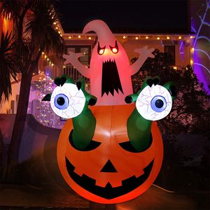Preço de fábrica personalizado gigante ao ar livre decoração de festa de halloween abóbora inflável fantasma branco com luz led
