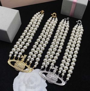Hänge halsband designer brev vivian chokers lyx kvinnor mode smycken metall pärlhalsband cjeweler westwood cascade design 338ess