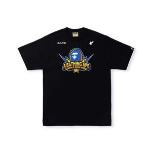 ファッションデザイナーラグジュアリーサマースーパー高品質BAPE APE MAN LIGHTNING PRINT 230G COTTONE MENSおよびWOMEN'S半袖Tシャツ