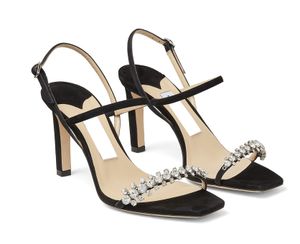 New Sexy Square Headed Rhinestone Open Toe High Heel Shoes with suede and designer gladiator black women's sandals EU35-43 with box
