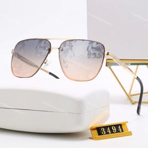 Luxury designer sunglasses designer mens sunglasses Metal frame classic men's sunglasses driving street shooting trend eyewear print lens sunglasses with box 3494