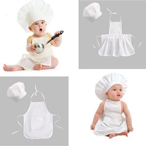 Berretti Cappelli Baby Chef Grembiule Cappello per bambini Costumi Chef Baby Cook Costume nato Pography Prop nato Cappello Grembiule 230621