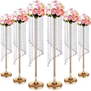 50 cm till 120 cm lång) Crystal Gold Vase Wedding Centerpiece Table Decorations Metal Flower Holder Stand Wedding Road Crystal Flower Vase