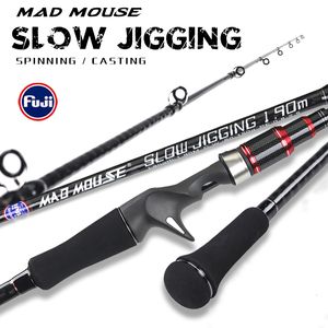 Spinning Rods Madmouse Slow Jigging Rod Japan Fuji Parts 19m 12 kg Lure Vikt 60150G PE0825 Båt Spinning Casting Ocean Fishing Rod 230621