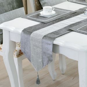 Table Runner Silver Velvet Table Runner Simple Moderen Table Cover Bed Runner Shoes Cabinet Cover Gray Beige Black Decorative Table Runner 230621