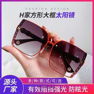 Top Original quality H home sunglasses on sale Family Hs square rimless womens ins fashionable street Tiktok thin screen red personality g With Gift Box