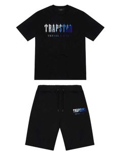 Męska koszulka Trapstar T -SHIRT KRÓTKI SUPER CHenille Tracksuit Czarna bawełniana londyńska streetwear