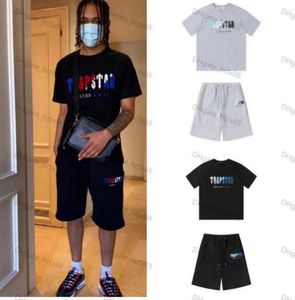 Erkekler Trapstar T Shirt Set Set Mektubu İşlemeli Terzini Kısa Kollu Peluş Şort Hareket Tasarımı 55ess