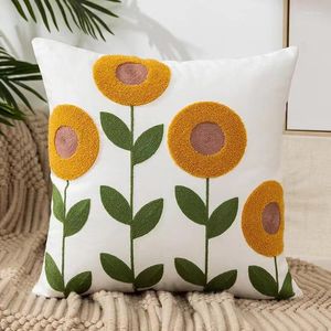 Pillow Floral Pattern Case Flax Covers Soft Skin Breathable Both Sides Printing Invisible Zipper Home Sofa Decor