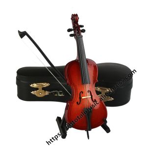 Dekorativa objekt Figurer Mini Cello Model With Stand and Case Miniature Cello Musikinstrument Replica Ornament Julgåva Hemdekoration Gift 230621