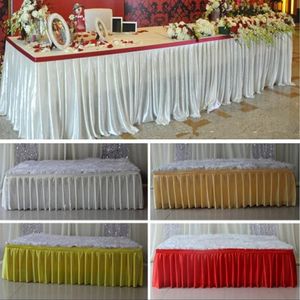 Moda colorata seta ghiaccio gonne da tavolo runner di stoffa runner decorazione tavolo da sposa pew copre el evento long runner deco237F