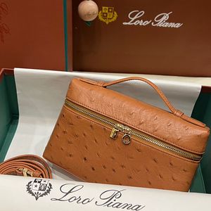 Bolsa de grife Loropiana Extra Pocket Pouch L19 Bolsa Clutch Couro Genuíno 10A Mini Tote Bag Luxo Com Caixa LP03