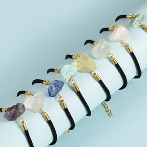 Handmade Natural Stone Rope Bracelets Irregular Rough Ore Rock Quartz Lapis Amethysts Bracelet Bangle for Women Fashion Jewelry