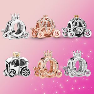 925 Pfund Silber, neuer Mode-Charm, originelle runde Perlen, Kürbiswagen-Charm, glänzender Zirkon-Silberschmuck, kompatibles Pandora-Armband, Perlen