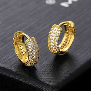 New Fashion Huggie Earring Hip-hop Round Hoop Earrings Trend Brand Personalized Micro Iced Out Cubic Zircon Mens Accessories 3A CZ Stone Ear Jewelry For Men Women 2024