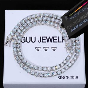 Hip Hop Fashion Brand Personalized Customization Sier Mosan Diamond Tennis Chain Men's Necklace