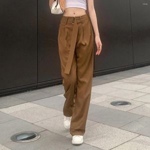 Women's Pants Loose Wide Leg Casual Long Retro Solid Color Wild Straight Female Korean Khaki Women High Waisted Trousers