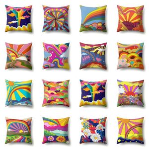 Poduszka Fash Fashion Cousion Countoon Funda Cojin Sun Sunrise Rzut poduszki do sypialni Rainbow Pillow Case Housse de Coussin Hogar 45cm 230621