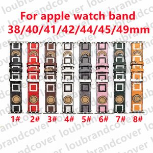 Designer Apple Watch -rem för Apple Watch Band Series 8 3 4 5 6 7 9 38mm 42mm 40mm 45mm 44mm 49mm Iwatch Bands Double F äkta läderklocka Band armband AP Watchband