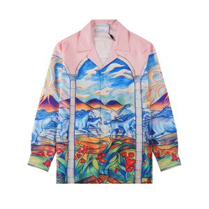 Весенняя осень с длинным рукавом дизайнер боулинг рубашки мужчина модная геометрическая буква пуговица пуговица рубашка в рубашке мужчина повседневная рубашка плюс одежда в стиле Hawaiion