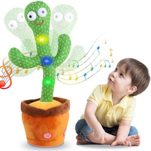 Garden Decorations 32cm Electric Twisting Dancing Enchanting Cactus Toy med engelska ryska spanska vietnamesiska arabiska 120 låtar 230621