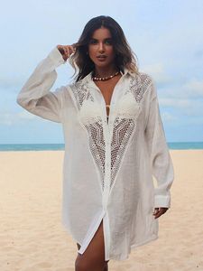 2023 New Classics Print Kaftan Retro V-neck Long Sleeve Dress Large Size Women Clothes Summer Beach Wear Swim Suit Cover