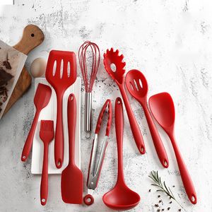 Cooking Utensils 10 Piece Set Of High Temperature Resistant Silicone Kitchen Spatula Soup Spoon Tools 230621