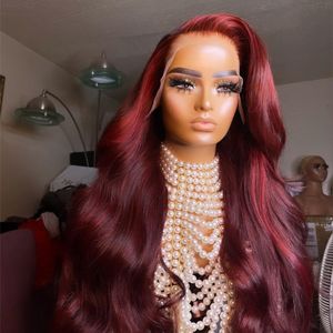 Czerwona fala ciała 13x4 koronkowa przednia ludzka peruka włosy wstępnie ścięty brazylijskie blond peruki dla czarnych kobiet