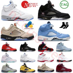 2024 Jumpman 5 5S basketskor Fire Red Oreo White Sail Dark Concord Racer Blue Bird Raging Bull Red Black Metallic Green Bean Craft Orange What the Sneakers