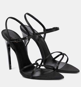 Famous Summer Luxury Clara Sandals Shoes Silk Satin Pointed-toe Women Stiletto Heels Lady Party Wedding Gladiator Sandalias Green Black Pink