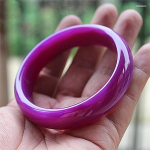 Bangle Natural Jade Purple Armband Myanmar Jadeite smycken Kvinnor mode Tillbehör Burma Certified Jades Stone Bangles Ladies