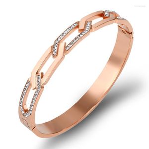 Bangle Luxury CZ Crystals Diamond Hollow Cross Bracelets Stainless Steel For Women Men Fashion Jewelry Gifts Trend Raym22