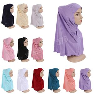 Muslimska barn flickor hijab kemo cap drag på omedelbar halsduk bön islamisk en bit understerscarf sjalar wrap fit 7-12 år gammal