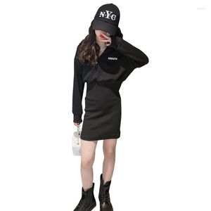 Girl Dresses Girls Costume Fashion Casual Sweatshirt Wrapped Hip Skirt Spring Hooded Dress Streetwear Children's Clothing For Teen 4-14