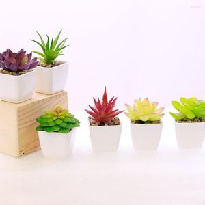 Flores decorativas criativas mini plantas artificiais com simulação de pote multi suculentas bonsai em vaso de mesa verde falso decoração de estudo de escritório