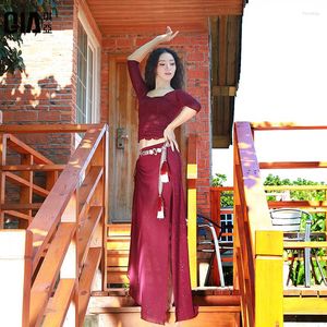 Scene Wear Belly Dance Women Adult Suit Training Clothes Autumn and Winter Show Thin Eastern Costumes Performance 2pc kjoluppsättning