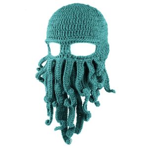 Utomhushattar Cozok Azarxis Beard Hat Beanie Knit Pirate Winter Warm Octopus Windproof Funny Spoof Stum Squid Mask for Men Women 230621